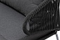"Милан" диван 3-местный плетеный из роупа, каркас алюминий темно-серый (RAL7024) муар, роуп темно-серый круглый, ткань темно-серая 027