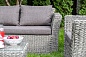 "Капучино" диван из искусственного ротанга (гиацинт) трехместный, цвет серый