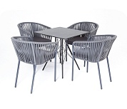 "конте" обеденная группа на 4 персоны, квадратный стол, цвет "серый гранит" в официальном магазине viva-verde.ru