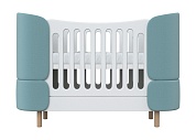 Кроватка-трансформер KIDI Soft (бирюзовый)  по выгодным ценам с доставкой по Москве и Регионам от производителя. Более 50 видов детских кроваток, диванов, стульчиков, столов, комплектов. Доставка 24/7. Фирменная гарантия на детскую мебель.