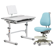 Комплект стол-трансформер Freesia grey + эргономичное кресло Cubby  Paeonia Голубой. Растущие парты, парты-трансформер для дома и школы. За такой партой школьник будет учиться на отлично ⭐⭐⭐⭐⭐