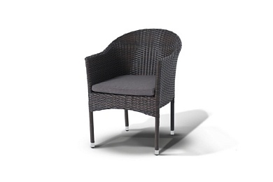 стул "фраппе", коричневый, подушка серая, плоский искусственный ротанг в официальном магазине viva-verde.ru