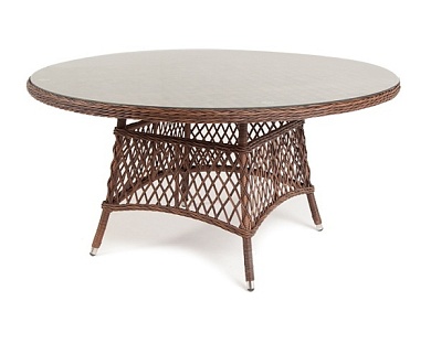 "эспрессо" плетеный круглый диаметр 150 см. стол из искусственного ротанга, цвет коричневый в официальном магазине viva-verde.ru