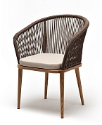 "марсель" стул плетеный из роупа, основание дуб, роуп коричневый круглый, ткань бежевая в официальном магазине viva-verde.ru