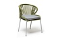 "Милан" стул плетеный из роупа, каркас алюминий светло-серый (RAL7035) шагрень, роуп салатовый меланж круглый, ткань светло-серая