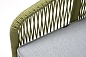 "Канны" кресло плетеное из роупа, каркас алюминий светло-серый (RAL7035) шагрень, роуп салатовый меланж круглый, ткань светло-серая