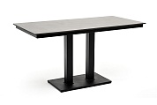 "каффе" интерьерный стол из hpl квадратный 140х70см, цвет "серый гранит", подстолье двойное черное чугун в официальном магазине viva-verde.ru