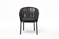"Бордо" стул плетеный из роупа, каркас алюминий темно-серый (RAL7024) муар, роуп серый 15мм, ткань темно-серая 027