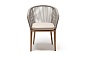"Марсель" стул плетеный из роупа, основание дуб, роуп серый меланж круглый, ткань светло-серая