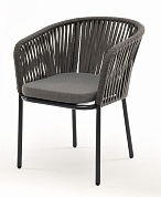 "бордо" стул плетеный из роупа, каркас алюминий темно-серый (ral7024) шагрень, роуп серый 15мм, ткань серая в официальном магазине viva-verde.ru