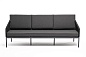 "Канны" диван 3-местный плетеный из роупа, каркас алюминий темно-серый (RAL7024) муар, роуп темно-серый круглый, ткань темно-серая 027