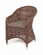 "равенна" плетеное кресло из искусственного ротанга, цвет коричневый с серой подушкой в официальном магазине viva-verde.ru