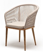 "марсель" стул плетеный из роупа, основание дуб, роуп бежевый круглый, ткань бежевая в официальном магазине viva-verde.ru