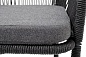 "Марсель" стул барный плетеный из роупа, каркас из стали серый (RAL7022), роуп темно-серый круглый, ткань темно-серая