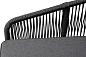 "Канны" диван модульный плетеный из роупа, каркас алюминий темно-серый (RAL7024), роуп темно-серый круглый, ткань темно-серая