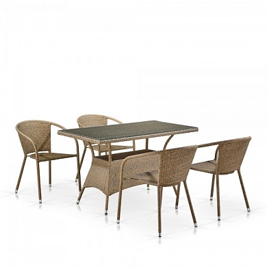 комплект мебели из иск. ротанга t198d/y137c-w56 light brown (4+1) в официальном магазине viva-verde.ru