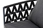 "Диего" диван 2-местный плетеный из роупа, каркас алюминий темно-серый (RAL7024), роуп темно-серый круглый, ткань темно-серая