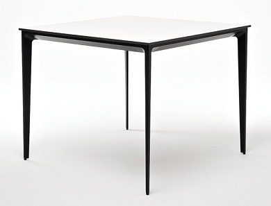 "малага" обеденный стол из hpl 90х90см, цвет молочный, каркас черный в официальном магазине viva-verde.ru
